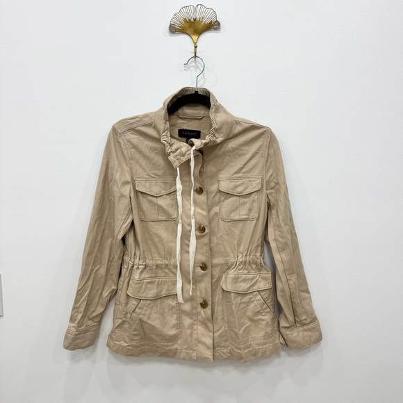 Talbots Beige Twill Field Long Sleeve Zip and Button Jacket Size Sz XS - Picture 2 of 6